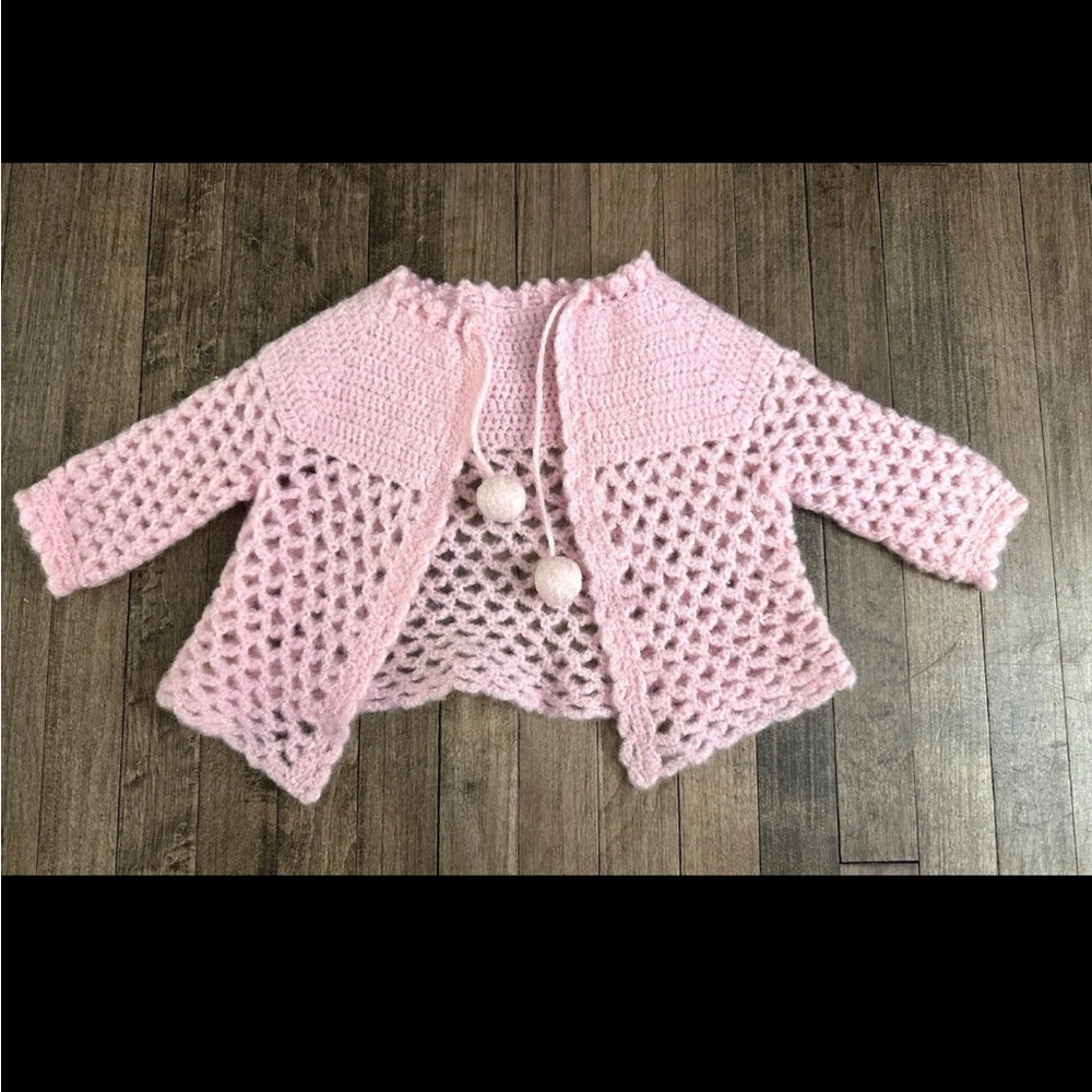 Handmade Vintage BABY Shawl Pastel Pink WONDERFUL CONDITION No Stains/Rips